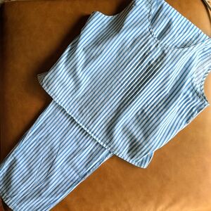VICTORIA's SECRET Pajama Set - Blue/White Striped - M - VTG